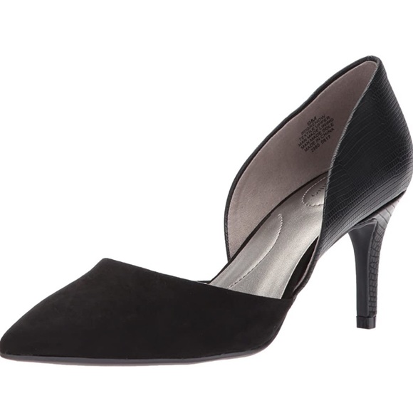 BANDOLINO Grenow D'Orsay Pumps size 8 Black Suede and Textured Heel - Picture 4 of 10